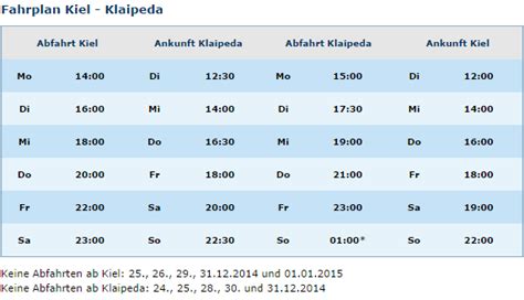 kiel klaipeda fahrplan.